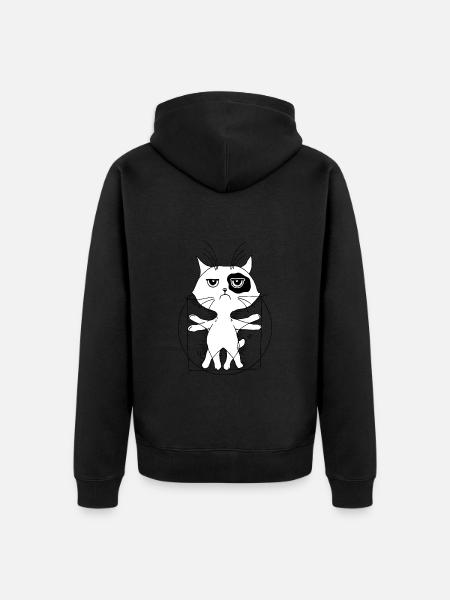 Katze da Vinci - Unisex Premium Bio Zip Hoodie - Schwarz