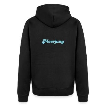 Meerjung Küste Meer Mann Fischkopp Schuppen Fan - Unisex Premium Bio Zip Hoodie - Schwarz - Hinten - Nico (187cm)