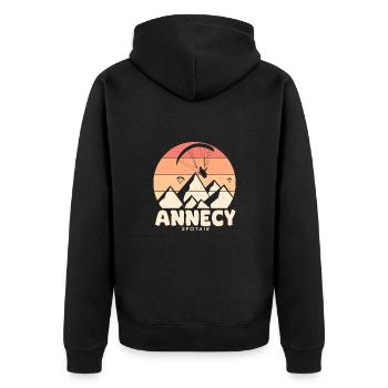 Parapente Annecy spot air savoie - Veste à capuche bio Premium Unisexe - noir - Dos - Nico (187cm)