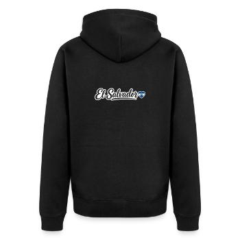 El Salvador Script with Flag Heart Patriotic - Unisex Premium Organic Zip Hoodie - black - Back - Nico (187cm)