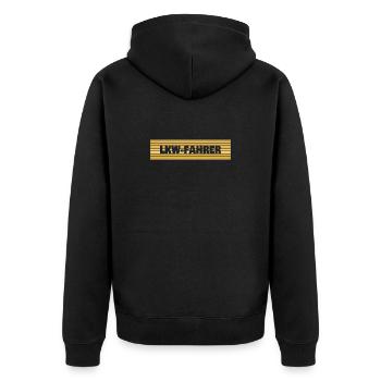 Berufung Lkw-Fahrer - Unisex Premium Bio Zip Hoodie - Schwarz - Hinten - Nico (187cm)