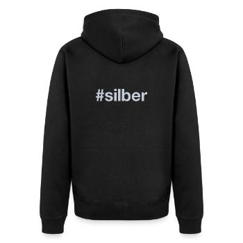 SILBER Hashtag - Unisex Premium Bio Zip Hoodie - Schwarz - Hinten - Nico (187cm)