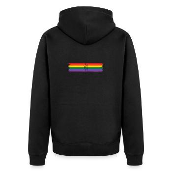 Peace Design with Rainbow Flag - LGBT - Unisex Premium Organic Zip Hoodie - black - Back - Nico (187cm)