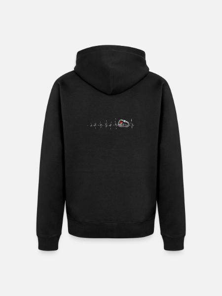 Heartbeat Ring Love Pulse - Unisex Premium Organic Zip Hoodie - black