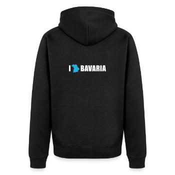 I love Bavaria Bayern - Unisex Premium Bio Zip Hoodie - Schwarz - Hinten - Nico (187cm)