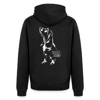 Basset Hound Silhouette Hunde Hund Wilsigns - Unisex Premium Bio Zip Hoodie - Schwarz - Hinten - Nico (187cm)