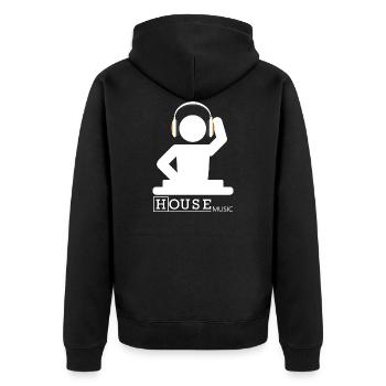 House Music - Unisex Premium Organic Zip Hoodie - black - Back - Nico (187cm)