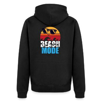 Beach Mode - strand - Unisex Premium Bio Zip Hoodie - Schwarz - Hinten - Nico (187cm)