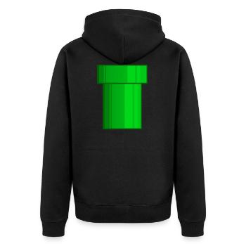 Röhre grün Pixel - Unisex Premium Bio Zip Hoodie - Schwarz - Hinten - Nico (187cm)