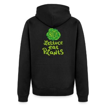 Lettuce Eat Plants Vegan Pun Gift - Unisex Premium Organic Zip Hoodie - black - Back - Nico (187cm)