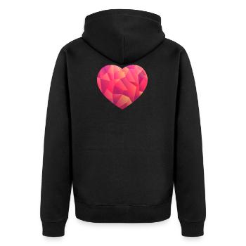 Herz pink - Unisex Premium Bio Zip Hoodie - Schwarz - Hinten - Nico (187cm)