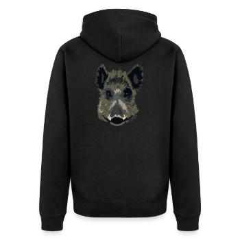 Wildschwein - Unisex Premium Bio Zip Hoodie - Schwarz - Hinten - Nico (187cm)