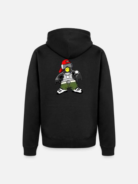 Pinguin Gangsta Rapper - Unisex Premium Bio Zip Hoodie - Schwarz