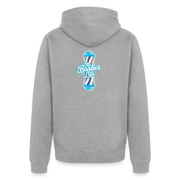 La vie de coiffeur - Veste à capuche bio Premium Unisexe - gris chiné - Dos - Nico (187cm)