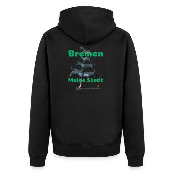 Bremen - Unisex Premium Organic Zip Hoodie - black - Back - Nico (187cm)