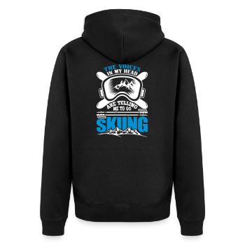Funny skier snowboarding winter sport ski ar - Unisex Premium Organic Zip Hoodie - black - Back - Nico (187cm)