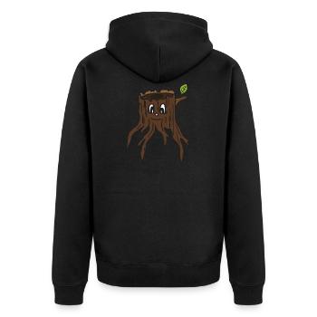 Der kleine Baumstumpf BOB - Unisex Premium Bio Zip Hoodie - Schwarz - Hinten - Nico (187cm)
