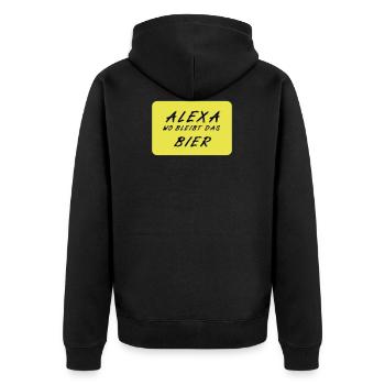 Bier - Unisex Premium Bio Zip Hoodie - Schwarz - Hinten - Nico (187cm)