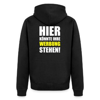 lustiger witziger Spruch Sprüche Geschenk - Unisex Premium Bio Zip Hoodie - Schwarz - Hinten - Nico (187cm)
