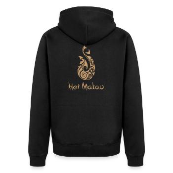 Maori Hei Matau Crochets de tatouage Idée cadeau - Veste à capuche bio Premium Unisexe - noir - Dos - Nico (187cm)