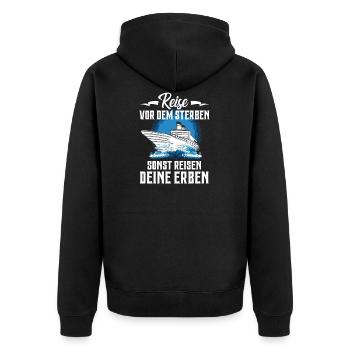 Kreuzfahrt Reisen Erben Schiff Urlaub Geschenk - Unisex Premium Bio Zip Hoodie - Schwarz - Hinten - Nico (187cm)