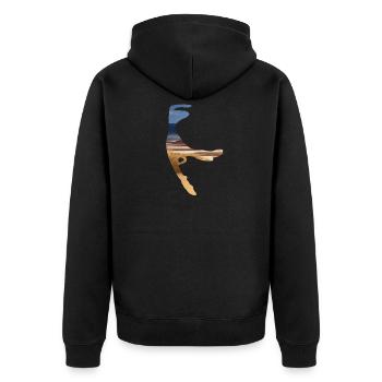 Sylt Küste - Unisex Premium Bio Zip Hoodie - Schwarz - Hinten - Nico (187cm)