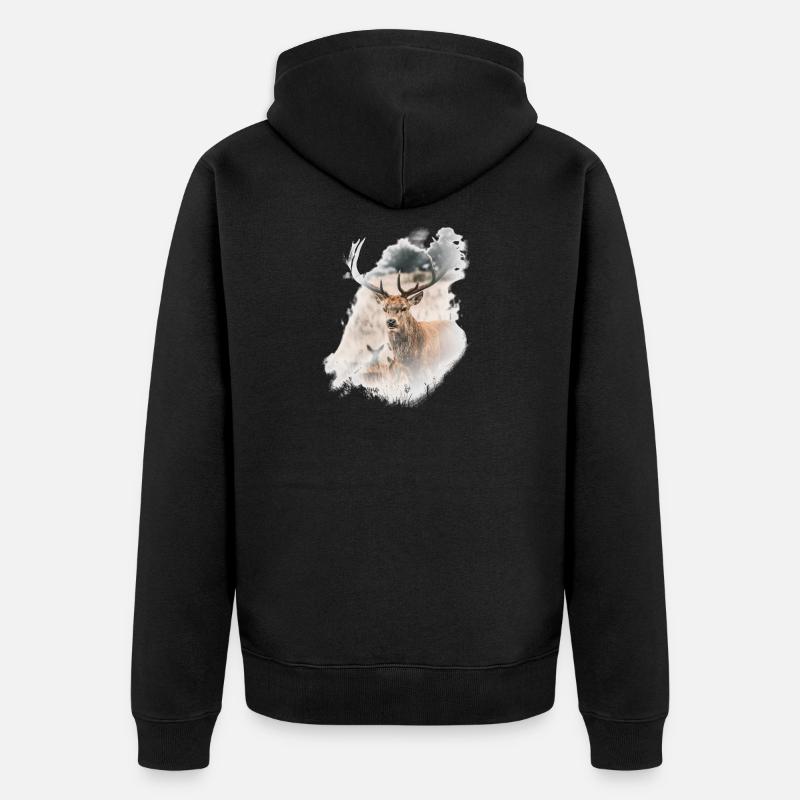 Cerf - Veste à capuche bio Premium Unisexe - noir