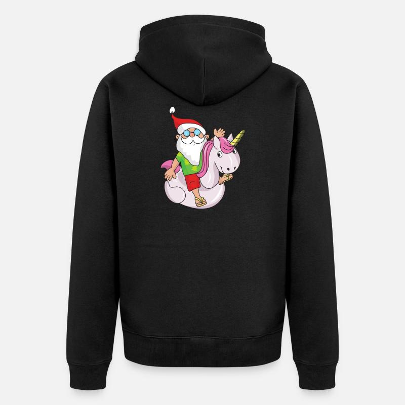 Weihnachten Einhorn - Unisex Premium Bio Zip Hoodie - Schwarz