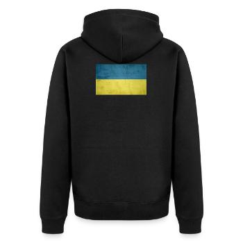 Ukraine - Unisex Premium Bio Zip Hoodie - Schwarz - Hinten - Nico (187cm)