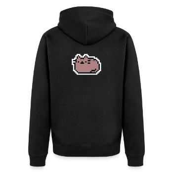Kätzchen - Katze - CAT - Pixel - Pixelart - Unisex Premium Bio Zip Hoodie - Schwarz - Hinten - Nico (187cm)