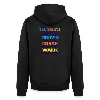 Triathlon - Unisex Premium Bio Zip Hoodie - Schwarz - Hinten - Nico (187cm)