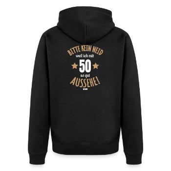 Please No Envy Because I look so good with 50 50 - Unisex Premium Organic Zip Hoodie - black - Back - Nico (187cm)