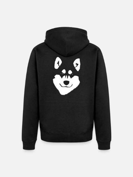 Alaskan Malamute Head Clipart - Unisex Premium Organic Zip Hoodie - black