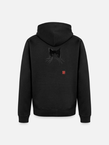 cat head - Unisex Premium Organic Zip Hoodie - black