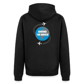 travel - Unisex Premium Organic Zip Hoodie - black - Back - Nico (187cm)