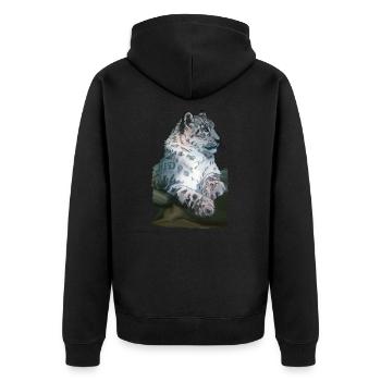 Snow leopard lying - Unisex Premium Organic Zip Hoodie - black - Back - Nico (187cm)