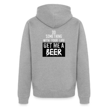 chemise cool bière chemise de bière - Veste à capuche bio Premium Unisexe - gris chiné - Dos - Nico (187cm)