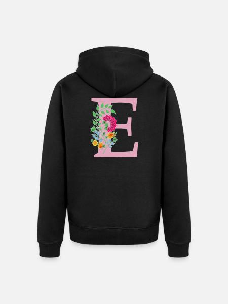 flower 12 red with e - Unisex Premium Organic Zip Hoodie - black
