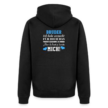 Bruder und Schwester Liebe stolzer Bruder Kinder - Unisex Premium Bio Zip Hoodie - Schwarz - Hinten - Nico (187cm)