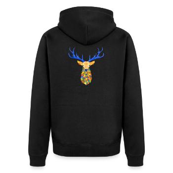 Colorful deer - Unisex Premium Organic Zip Hoodie - black - Back - Nico (187cm)