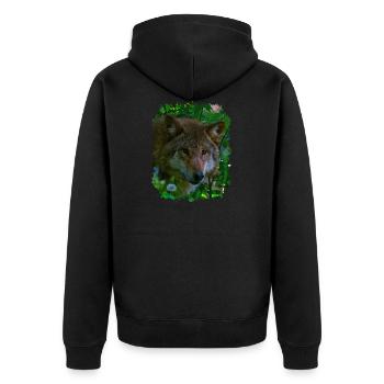 wolf - Unisex Premium Organic Zip Hoodie - black - Back - Nico (187cm)