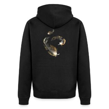 Golden feathers - Unisex Premium Organic Zip Hoodie - black - Back - Nico (187cm)