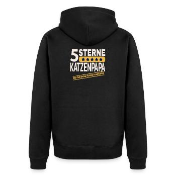 5 Sterne Katzenpapa Geschenk - Unisex Premium Bio Zip Hoodie - Schwarz - Hinten - Nico (187cm)