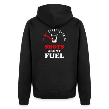SHOTS ALKOHOL SAUFEN MALLORCA - Unisex Premium Bio Zip Hoodie - Schwarz - Hinten - Nico (187cm)