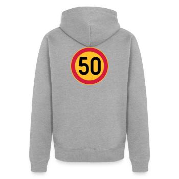 50 limit / speed limit - Unisex Premium Organic Zip Hoodie - heather grey - Back - Nico (187cm)