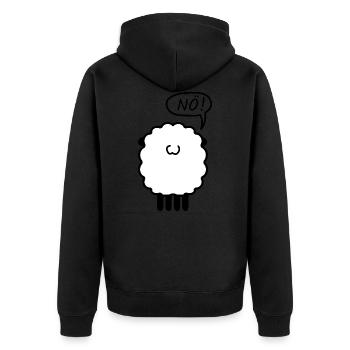 Schaf Nö! Design Geschenk - Unisex Premium Bio Zip Hoodie - Schwarz - Hinten - Nico (187cm)