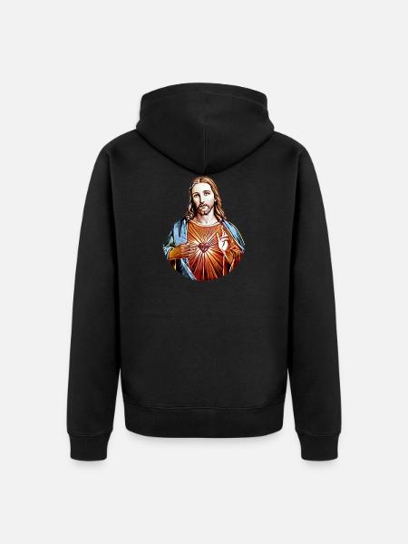 Jeesus Kristus * Jeesus Kristus maalaa - Premium unisex luomu-huppari vetoketjulla - musta
