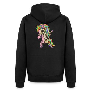 Zombie Einhorn Dabbing - Unisex Premium Bio Zip Hoodie - Schwarz - Hinten - Nico (187cm)