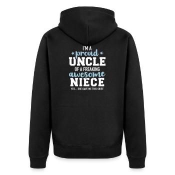 uncle - Unisex Premium Organic Zip Hoodie - black - Back - Nico (187cm)