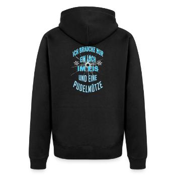 eisbaden eisangeln winter eisbader pudelmütze - Unisex Premium Bio Zip Hoodie - Schwarz - Hinten - Nico (187cm)